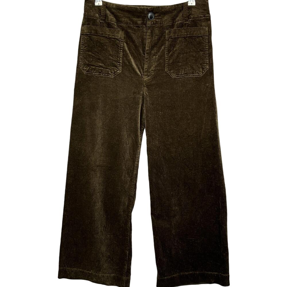 Maeve The Colette Corduroy Pants Womens 30 Brown Wide Leg Patch Pocket Anthro